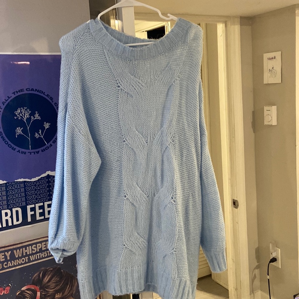 L oversize light blue Aerie sweater